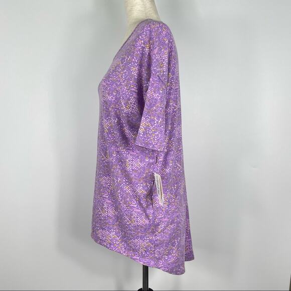 Lularoe Irma Womens Tunic T Shirt High Low Mandala Floral Purple XXS NEW - Picture 3 of 13